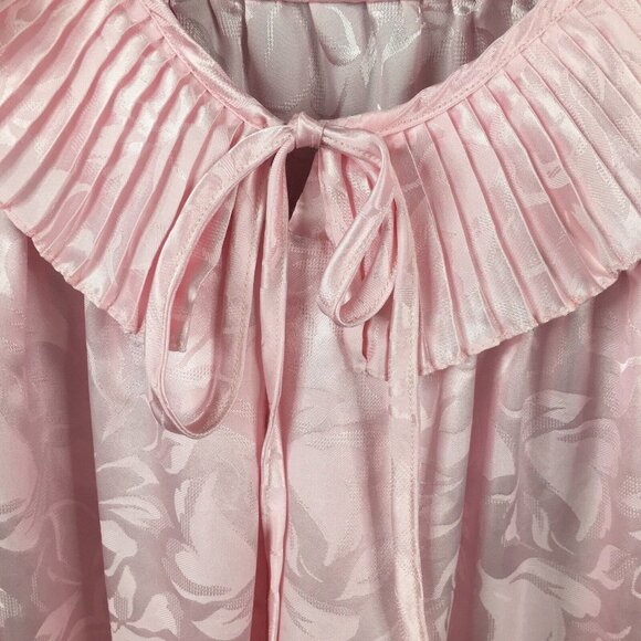 Vintage Christian Dior Robe Womens M Pink Maxi Embossed Romantic Victorian - Picture 13 of 16